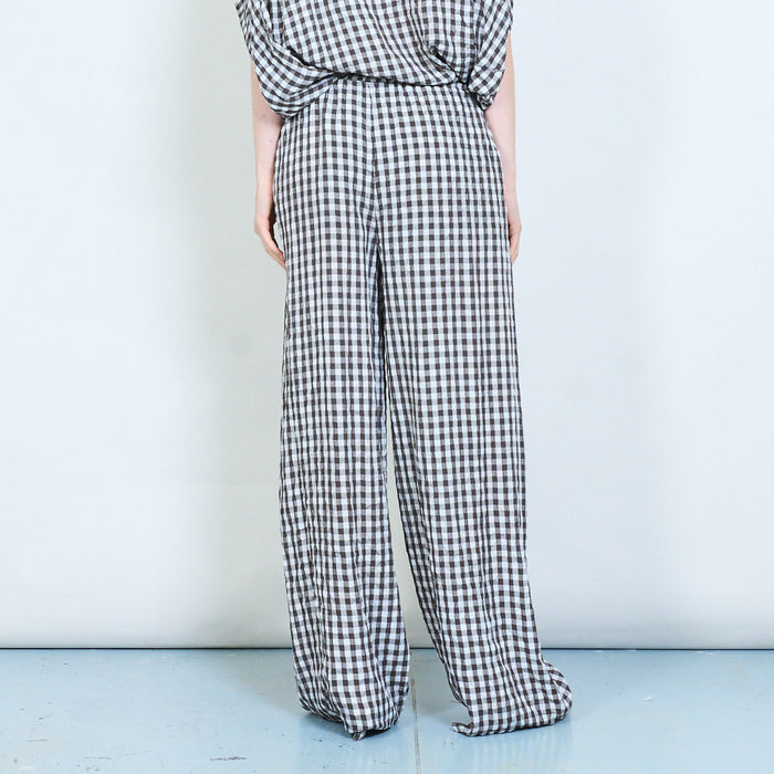 Retro picnic gingham wide leg trousers wholesale