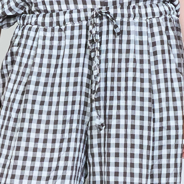 Retro picnic gingham wide leg trousers wholesale