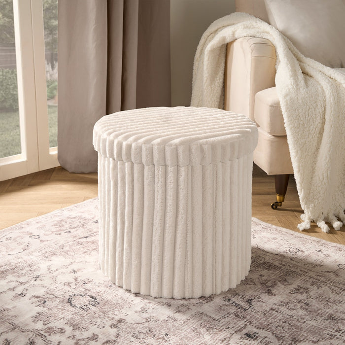 Ribbed Foldable Round Storage Ottoman 🇬🇧