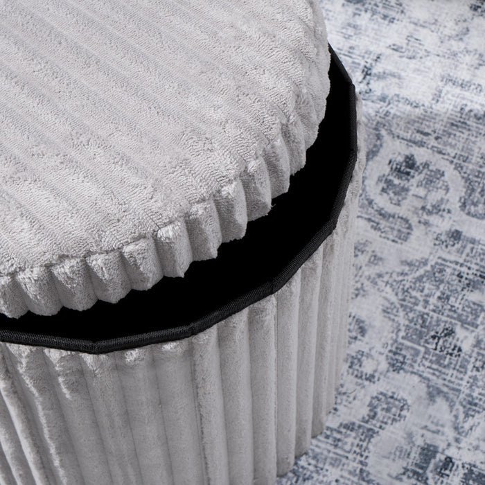 Ribbed Foldable Round Storage Ottoman 🇬🇧