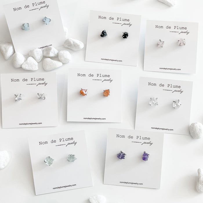 Rough Gemstone Claw Earrings