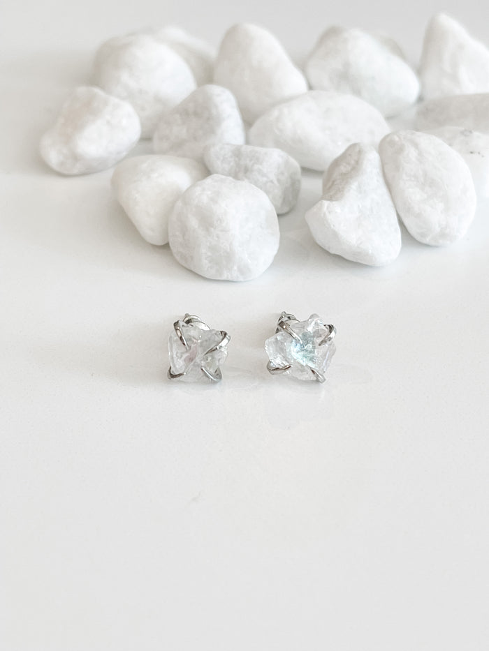 Rough Gemstone Claw Earrings