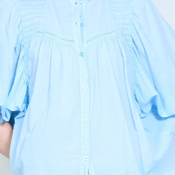 Ruffle trim gathered blouse wholesale