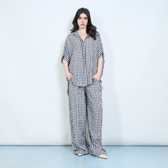 Rustic gingham airy button shirt wholesale