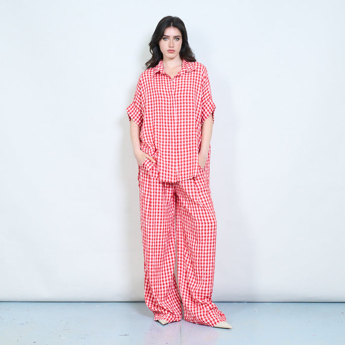 Rustic gingham airy button shirt wholesale