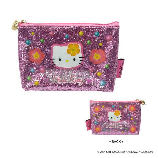 Sanrio Hello Kitty Gogo Gal Collection Glitter Pouch Hibiscus