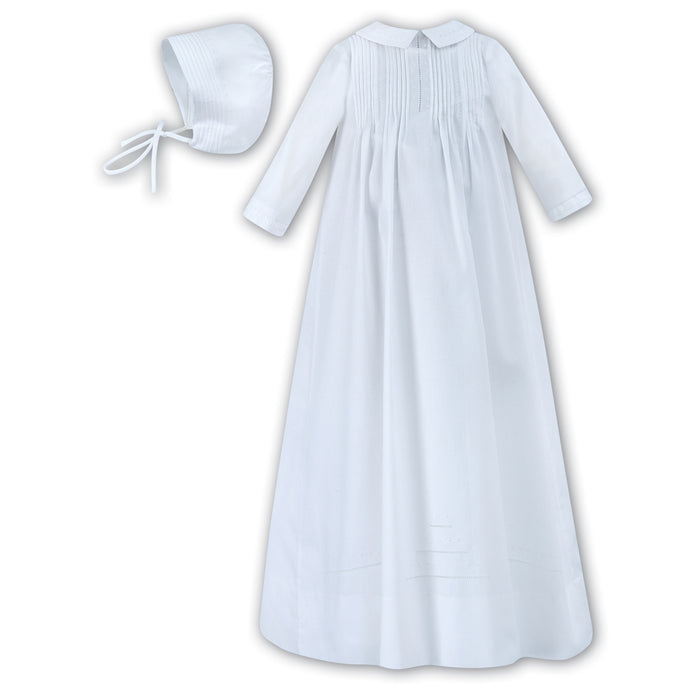 Sarah Louise LS Christening Gown. Tucks/hat