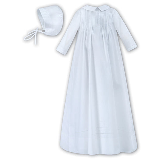 Sarah Louise LS Christening Gown. Tucks/hat