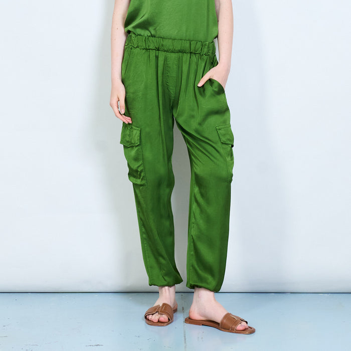 Satin feel cargo jogger trousers wholesale