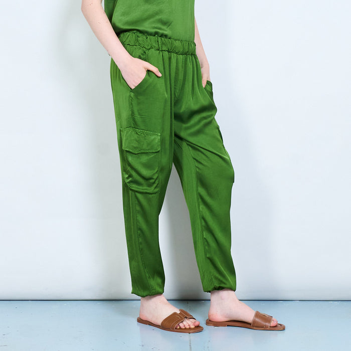 Satin feel cargo jogger trousers wholesale