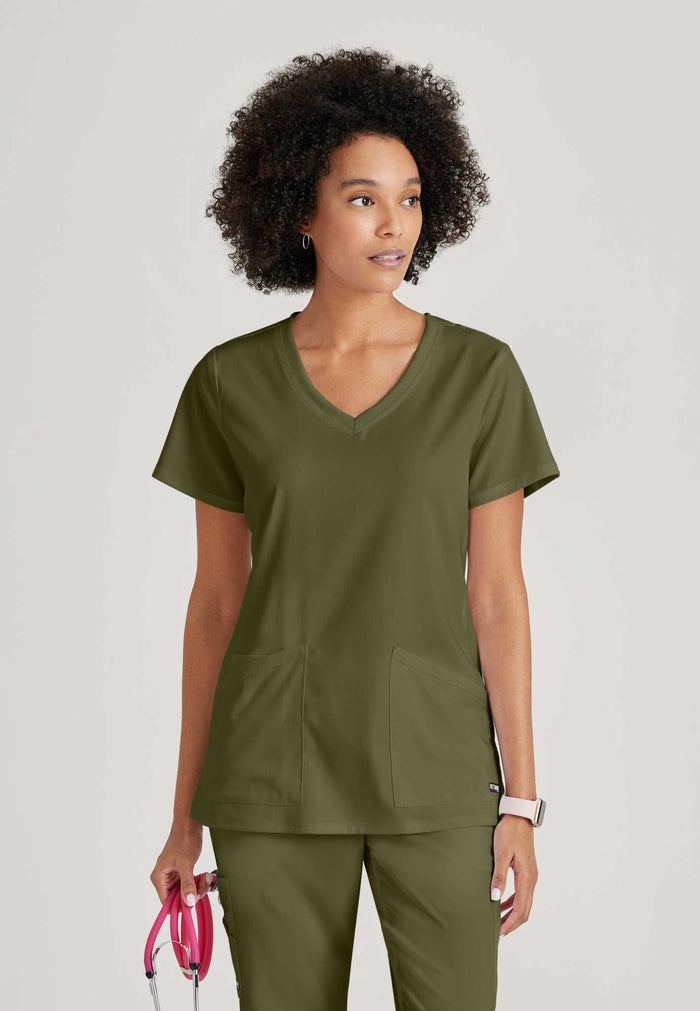 Serena Top - Olive - Grey's Anatomy Scrubs