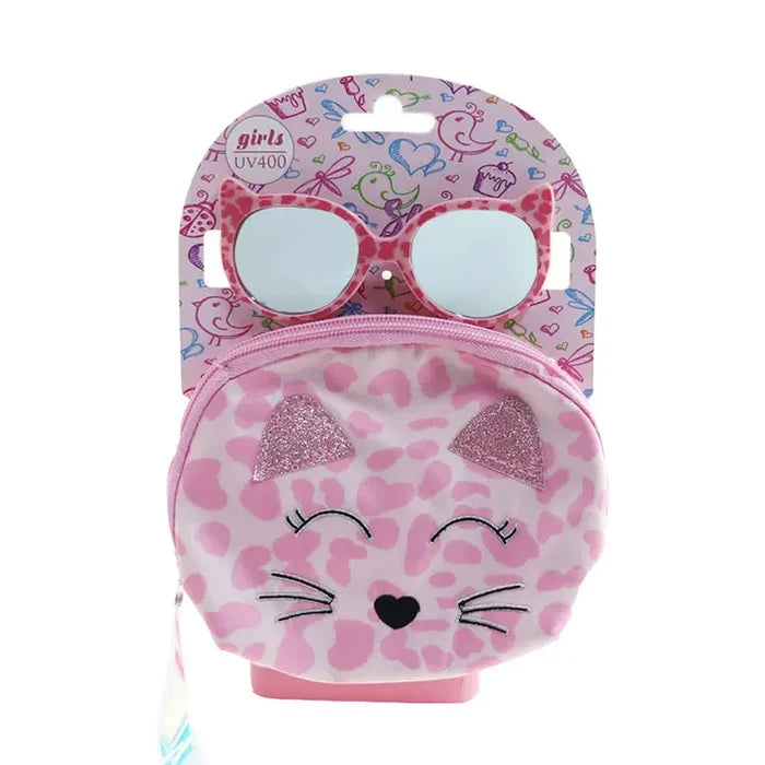 Shark Eyes Cat Eye Sunglasses w/ Kitty Zip Case