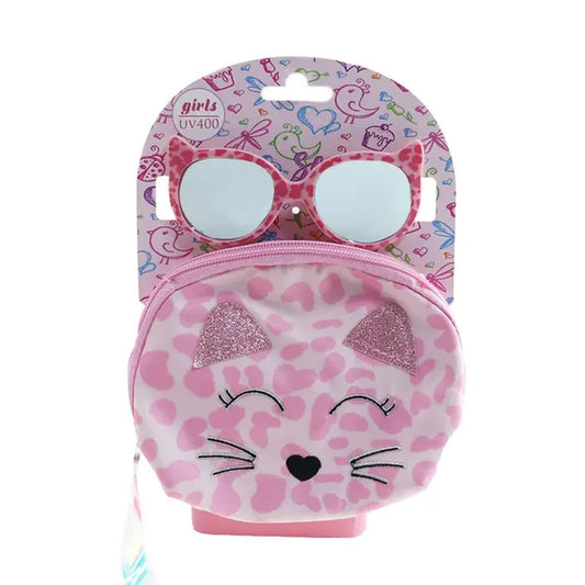 Shark Eyes Cat Eye Sunglasses w/ Kitty Zip Case