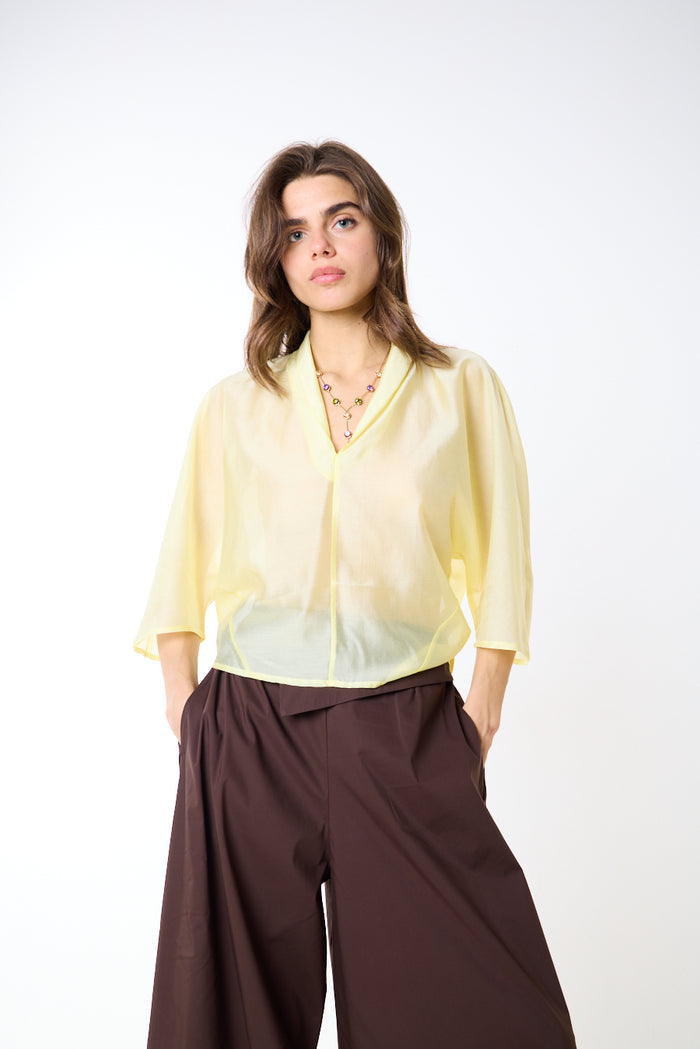 Sheer layered wide sleeve blouse wholesale