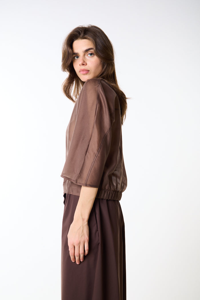 Sheer layered wide sleeve blouse wholesale
