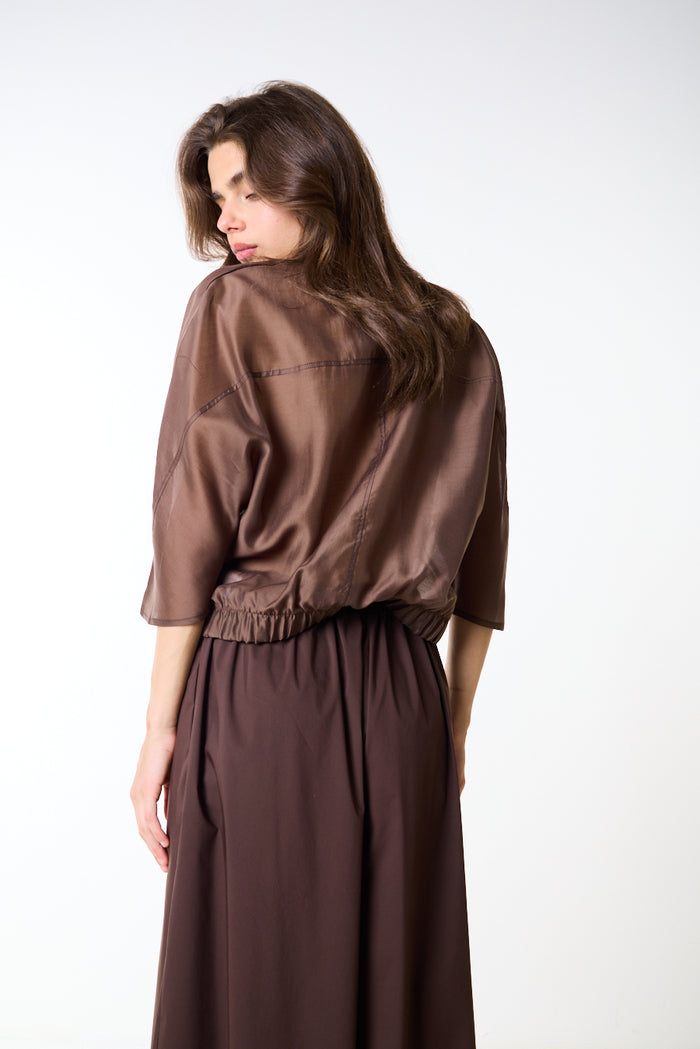 Sheer layered wide sleeve blouse wholesale