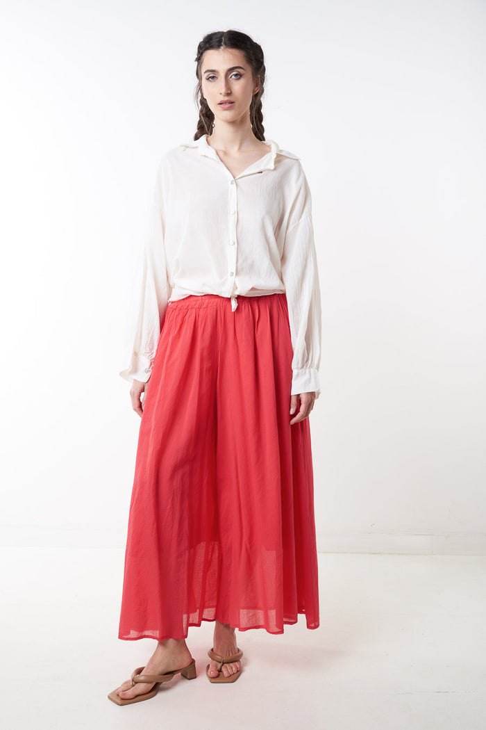 Sheer overlay wide leg flowy elastic waist trouser wholesale
