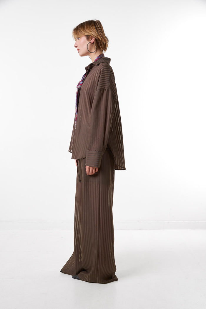 Sheer stripe wide leg flowy trousers wholesale