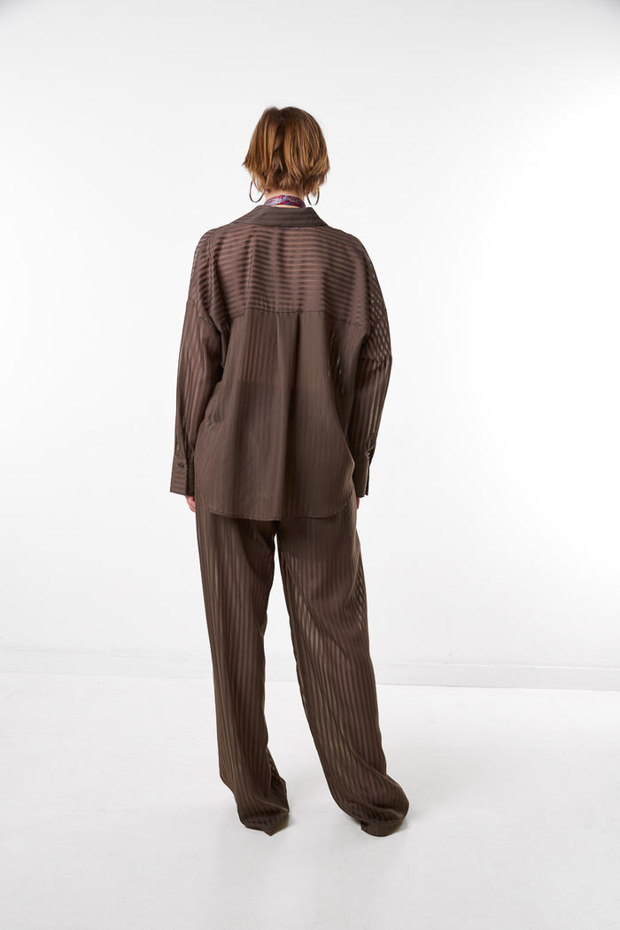 Sheer stripe wide leg flowy trousers wholesale