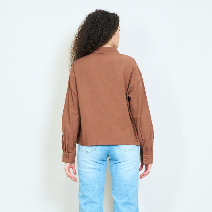 Shirt with gold sequin embroidered floral design wholesale