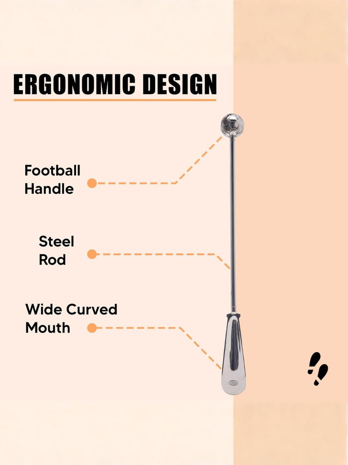 Shoe Mistri Premium Silver Aluminium Shoehorn - 24” Football Head Handle