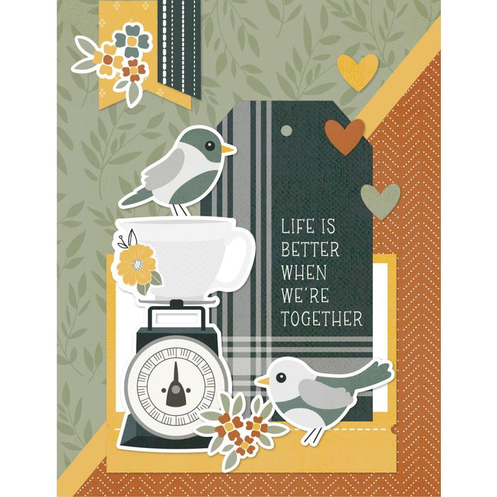 Simple Stories - Simple Cards Card Kit - Happy Greetings - Hearth & Home. Make your cards stand out! This package contains (35) Chipboard Pieces, (69) Die-Cut Bits & Pieces, (8) 4.25 x 5.5 White Cardstock Bases and Complete Step-By-Step Instructions. Imported. Available at Embellish Away located in Bowmanville Ontario Canada.
