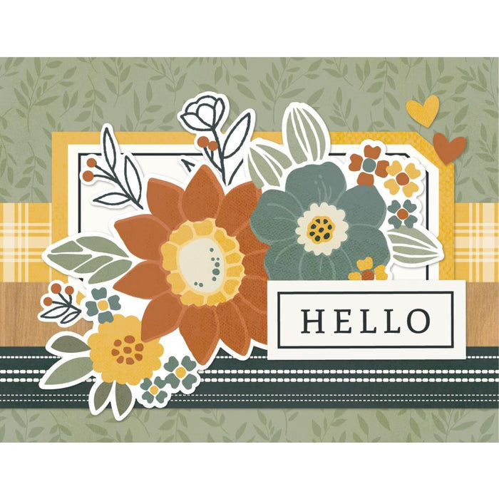 Simple Stories - Simple Cards Card Kit - Happy Greetings - Hearth & Home. Make your cards stand out! This package contains (35) Chipboard Pieces, (69) Die-Cut Bits & Pieces, (8) 4.25 x 5.5 White Cardstock Bases and Complete Step-By-Step Instructions. Imported. Available at Embellish Away located in Bowmanville Ontario Canada.