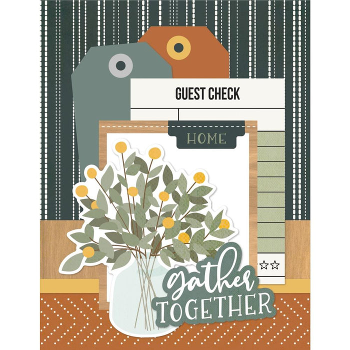 Simple Stories - Simple Cards Card Kit - Happy Greetings - Hearth & Home. Make your cards stand out! This package contains (35) Chipboard Pieces, (69) Die-Cut Bits & Pieces, (8) 4.25 x 5.5 White Cardstock Bases and Complete Step-By-Step Instructions. Imported. Available at Embellish Away located in Bowmanville Ontario Canada.