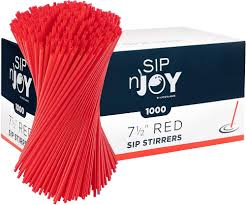 SIP STIR STRAW / 7.5" / RED WI TH WHITE STRIPE (1,000/BOX) (1