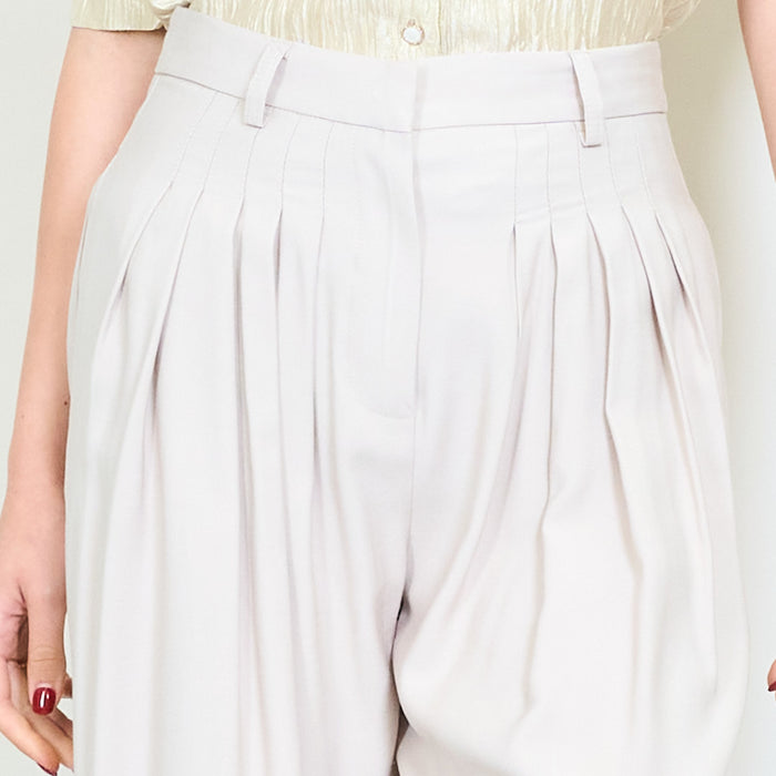 Soft drape pleated front wide leg trousers with tailored waistband detail wholesale