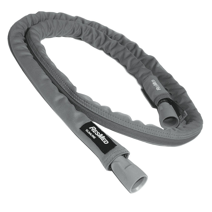 Gray hose with ResMed branding on a white background
