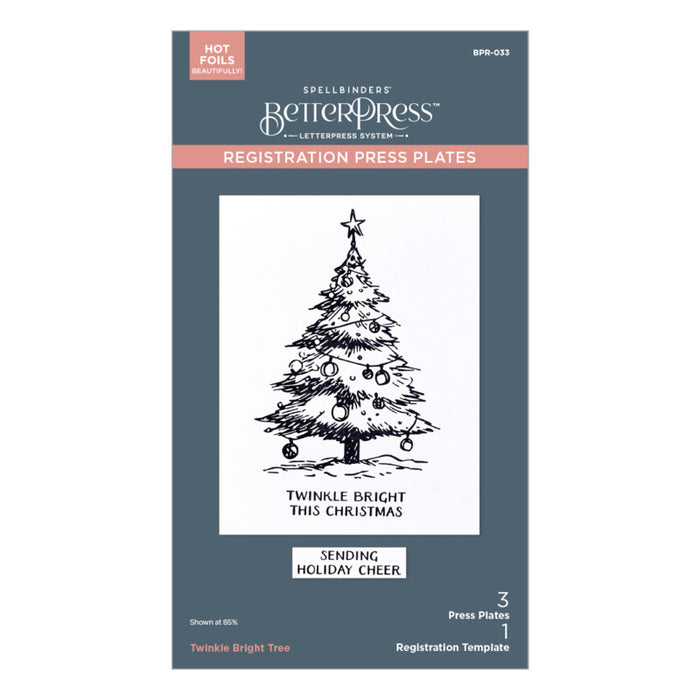 Spellbinders - BetterPress Registration Press Plates - Wonderland - Twinkle Bright Tree. Available at Embellish Away in Bowmanville Ontario Canada.