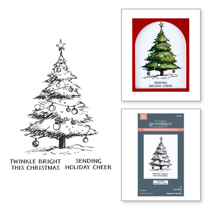 Spellbinders - BetterPress Registration Press Plates - Wonderland - Twinkle Bright Tree. Available at Embellish Away in Bowmanville Ontario Canada.
