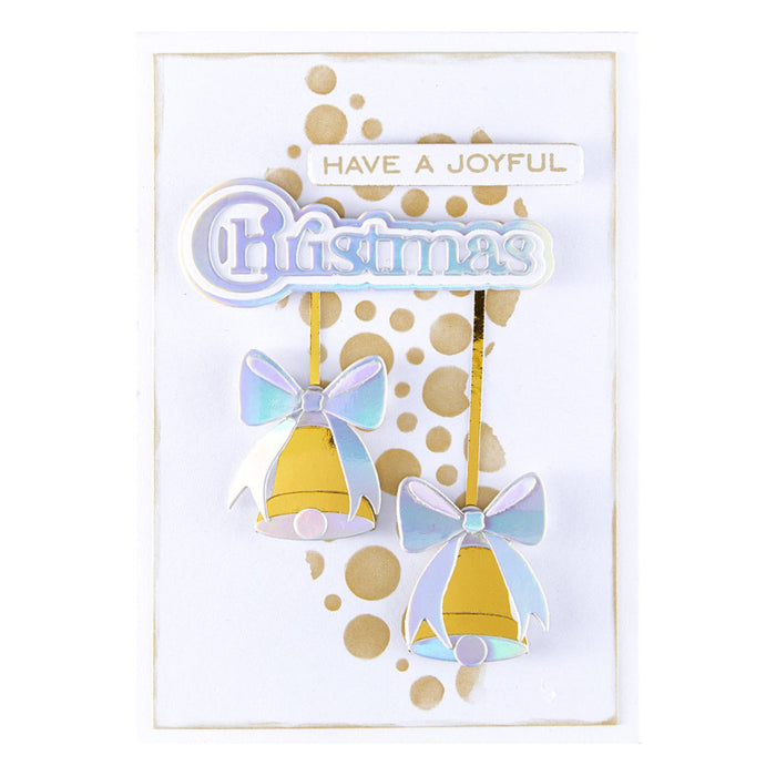 Spellbinders - Clear Stamp & Die Set - All About Christmas - Christmas Sentiments. Ten sentiment stamp and dies that work around the word, Christmas. Available at Embellish Away in Bowmanville Ontario Canada. Example by brand ambassador.