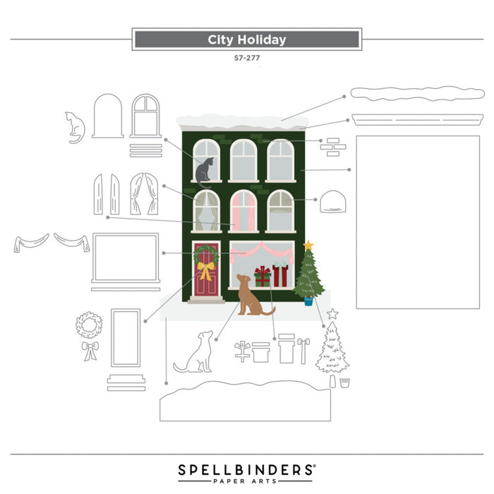 Spellbinders - Die - City Holiday. Available at Embellish Away in Bowmanville Ontario Canada.