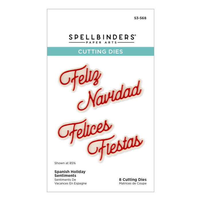 Spellbinders - Die - International Holiday - Spanish Holiday Sentiments. Available at Embellish Away in Bowmanville Ontario Canada.
