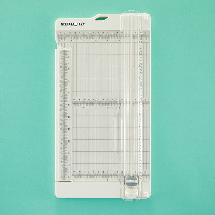 Spellbinders - Tool - 12" Paper Trimmer & Scorer. 6 x 12-inch trimmer; includes one cutting blade and one scoring blade. Available at Embellish Away in Bowmanville Ontario Canada.