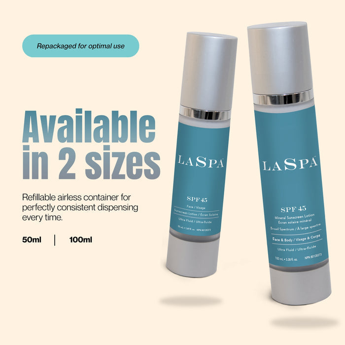 LASPA Naturals-Spf45 Mineral Sunscreen Lotion-Sun Care-SPF45-Repackaged-The Detox Market |