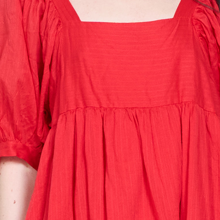 Square neck puff sleeve midi dress wholesale