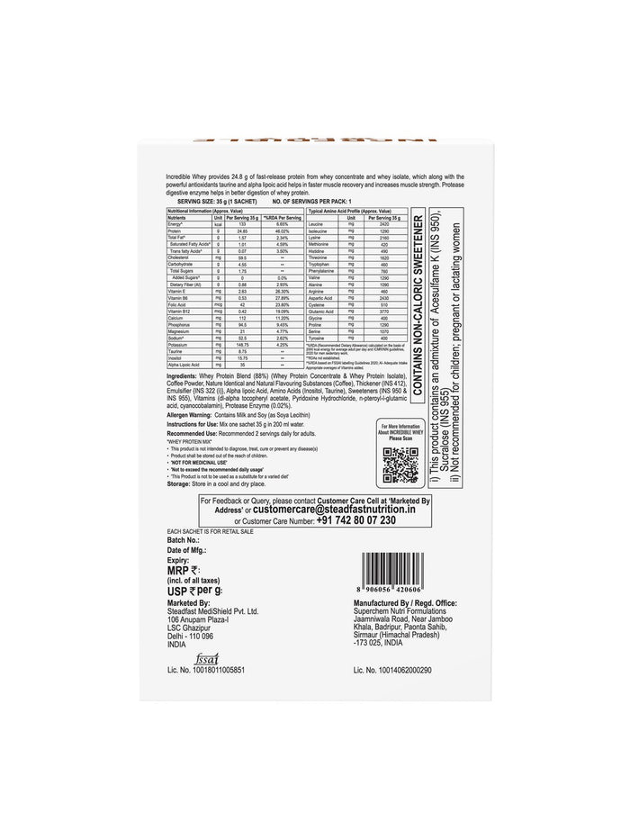 Steadfast Nutrition Incredible Whey Protein