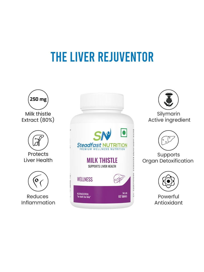 Steadfast Nutrition Milk Thistle Liver Detox Supplement Tablets For Men (60 Tablets)