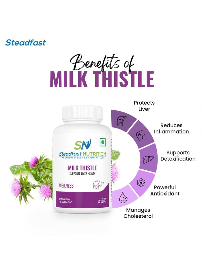Steadfast Nutrition Milk Thistle Liver Detox Supplement Tablets For Men (60 Tablets)