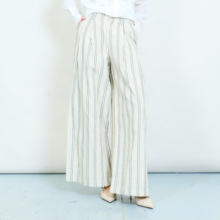 Striped wide leg high waist relaxed trousers wholesale