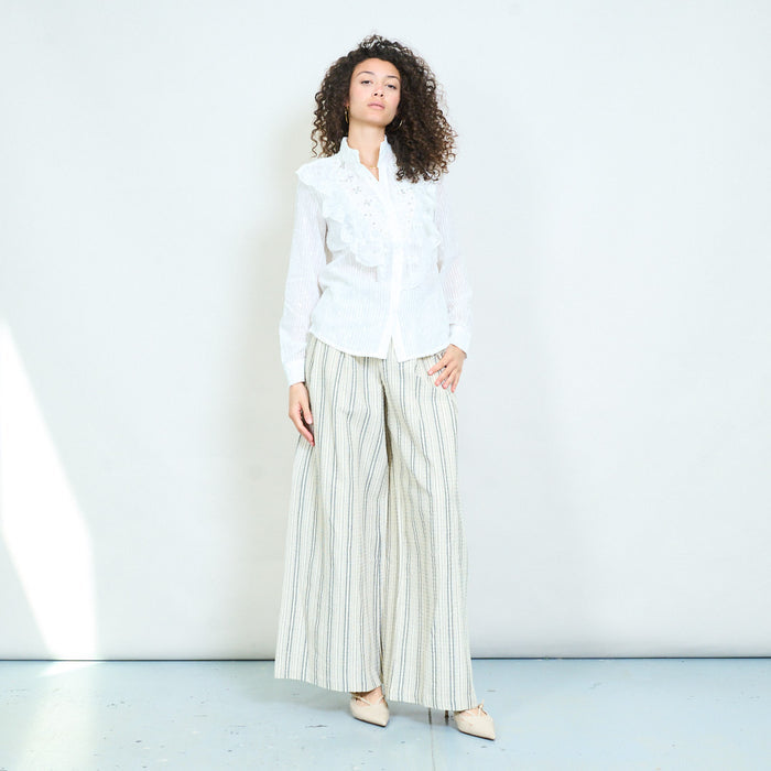Striped wide leg high waist relaxed trousers wholesale
