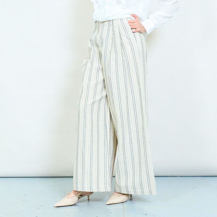Striped wide leg high waist relaxed trousers wholesale
