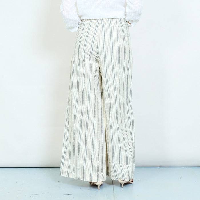 Striped wide leg high waist relaxed trousers wholesale