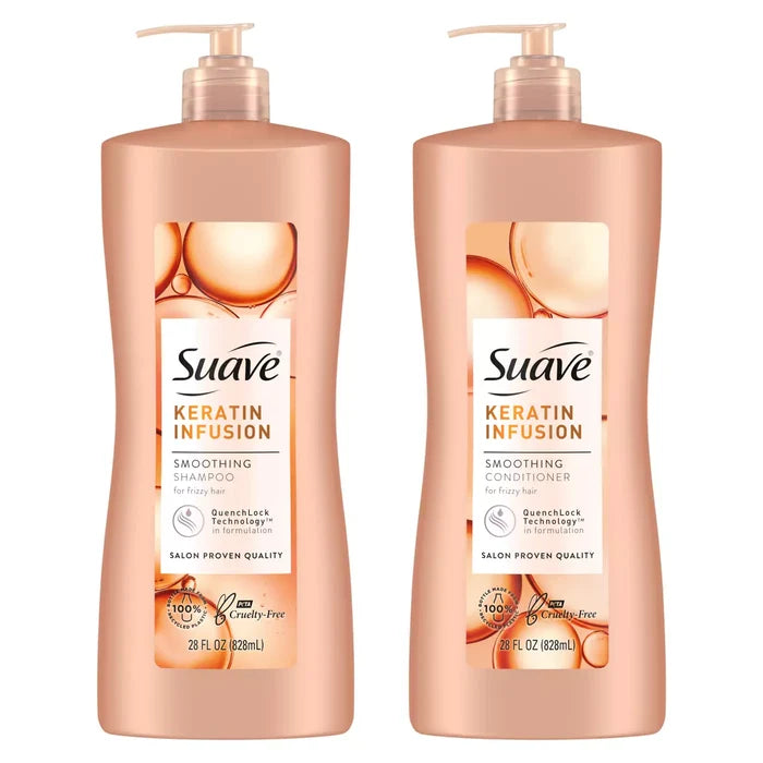 SUAVE Keratin Infusion Frizz Control for Up to 48H Shampoo & Conditioner  شامبو وبلسم سواف كيراتين انفيوجن للتحكم بالتجعد حتى 48 ساعة