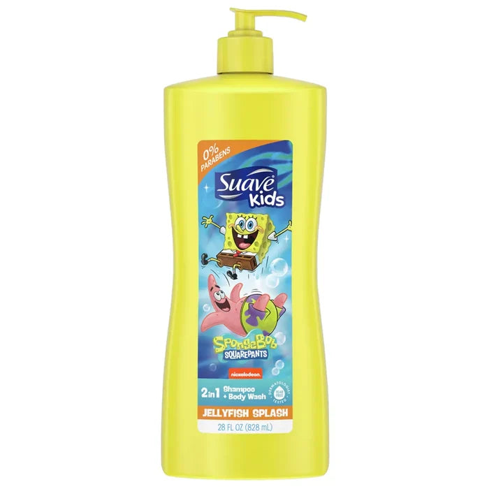 SUAVE Kids SpongeBob 3 in 1 Jellyfish Splash Shampoo + Conditioner + Body Wash شامبو وبلسم وغسول للجسم للأطفال من سواف