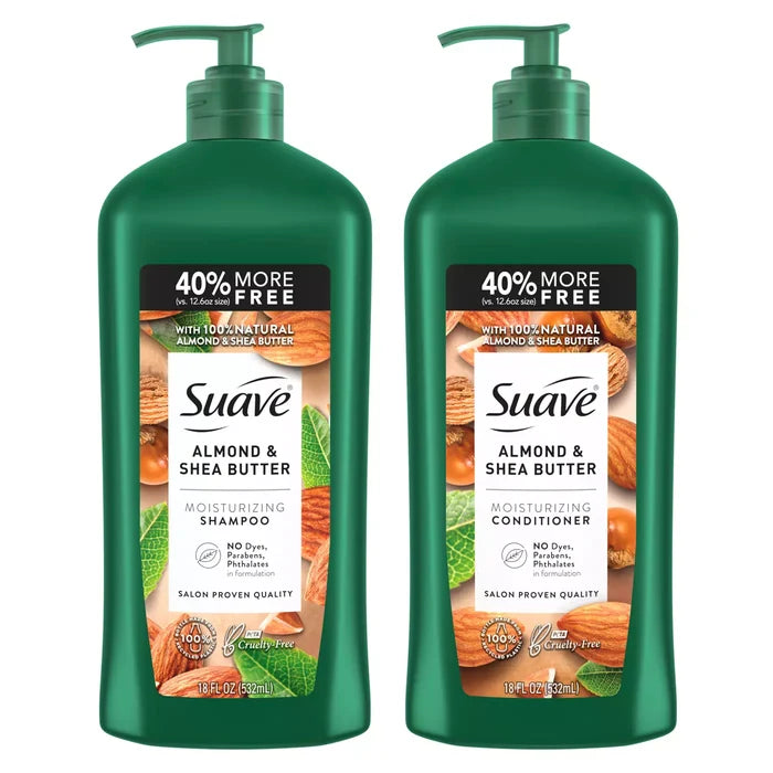 SUAVE Moisturizing Almond & Shea Butter Shampoo & Conditioner  شامبو وبلسم سواف باللوز وزبدة الشيا المرطبة