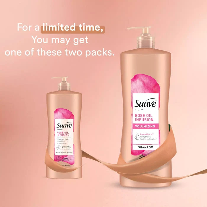 SUAVE Rose Oil Infusion Volumizing Shampoo شامبو سواف بزيت الورد لتكثيف الشعر